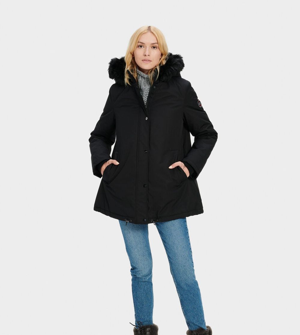 Ugg Parka Womens - Ugg Bernice Black - 094IAJOFQ